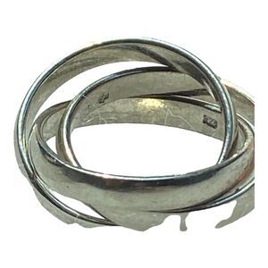 Sterling Silver Polished Trinity Rolling Triple Interlocking Band Ring 925 Sz 6